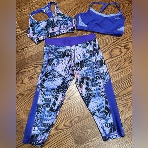 Adidas Women’s Purple Sports Bra x2 & Leggings | Matching Set | Training/Fitness